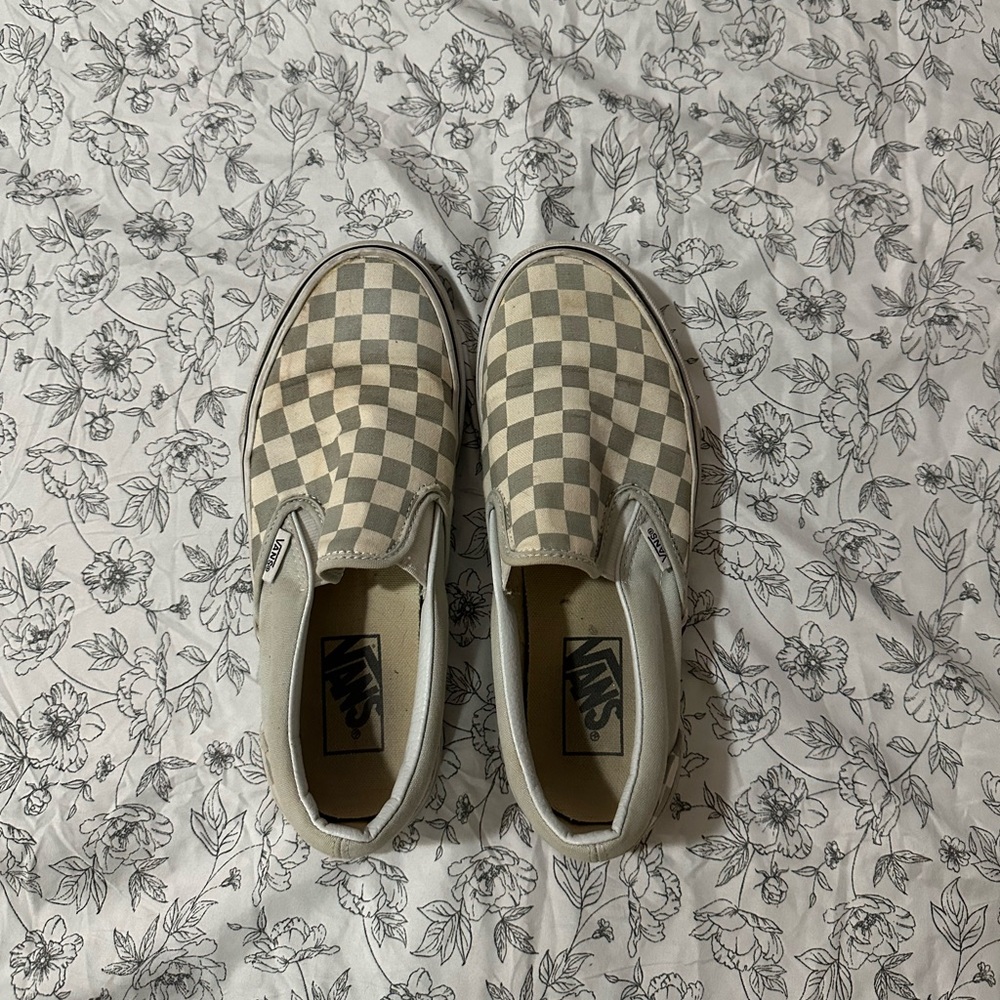 Blue and White Checker Slip On Vans